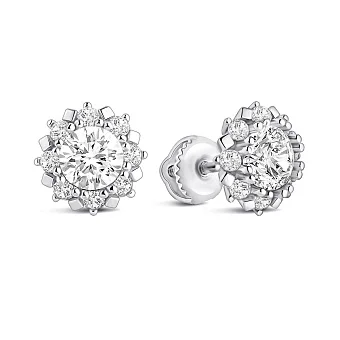 Серьги пусеты из серебра с фианитами (арт. 7518/2186816)