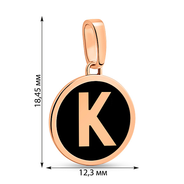 Подвеска Буква К из красного золота с эмалью (арт. 440988еч) – изображение 2