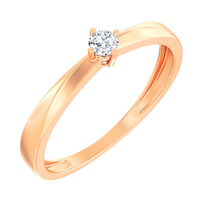 Помолвочное кольцо из красного золота с бриллиантом (арт. К011091010)