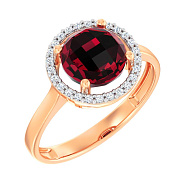 Кольцо из красного золота с гранатом и фианитами (арт. 141158Пк)