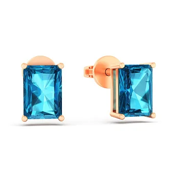 Золоті сережки-пусети з топазом Лондон (арт. 111231Пл)