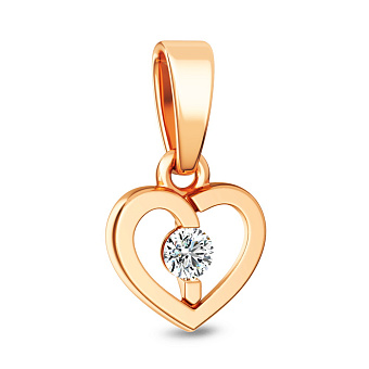 Фото Подвес "Сердце" из красного золота с фианитами (арт. 440692)
