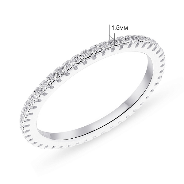 Серебряное тонкое кольцо с дорожкой из фианитов (арт. 7501/5616) – изображение 2