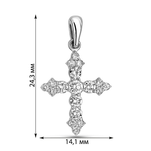 Крестик из белого золота с бриллиантами (арт. П011812040б) – изображение 2