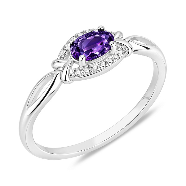 Серебряное кольцо с аметистом и фианитами (арт. 7501/8930А) – изображение 1