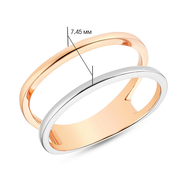 Золотое кольцо в комбинированном цвете металла (арт. 154523кб) – изображение 5