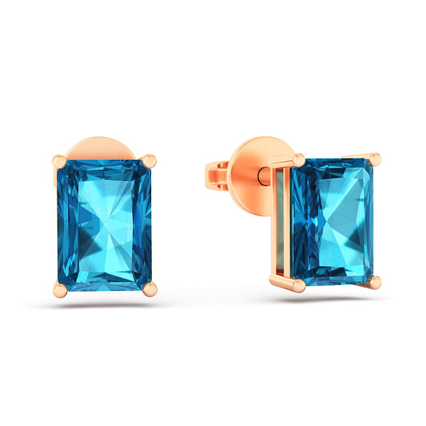 Золоті сережки-пусети з топазом Лондон (арт. 111231Пл) – зображення 1