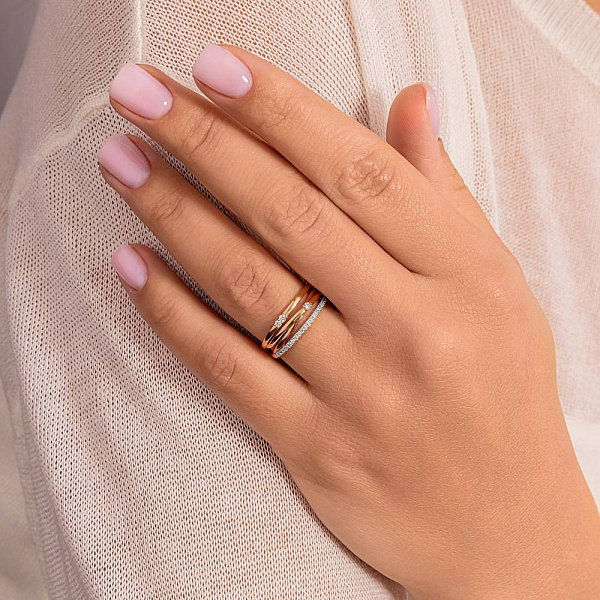 Кольцо из красного золота с бриллиантами (арт. К011297010) – изображение 2