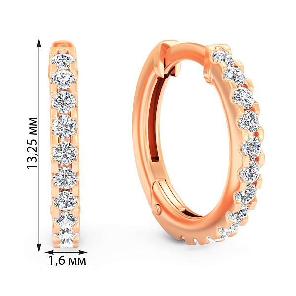 Золотые серьги-кольца с бриллиантами  (арт. С011362030) – изображение 3