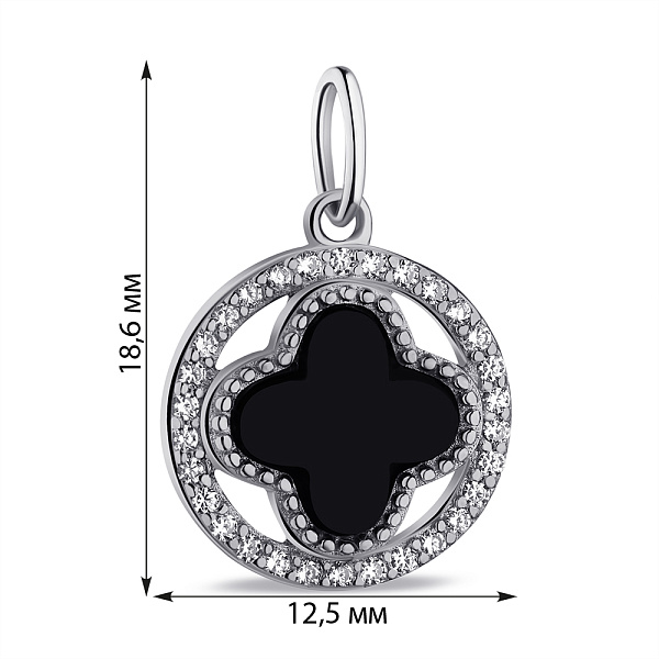 Серебряный подвес с ониксом и фианитами (арт. 7503/ПК2ОФ/1207) – изображение 2