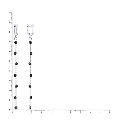 Сережки-підвіски зі срібла з чорними фіанітами (арт. 7502/4317ч)