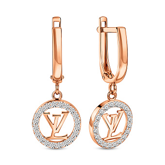 Серьги из красного золота с фианитами (арт. 1101217)