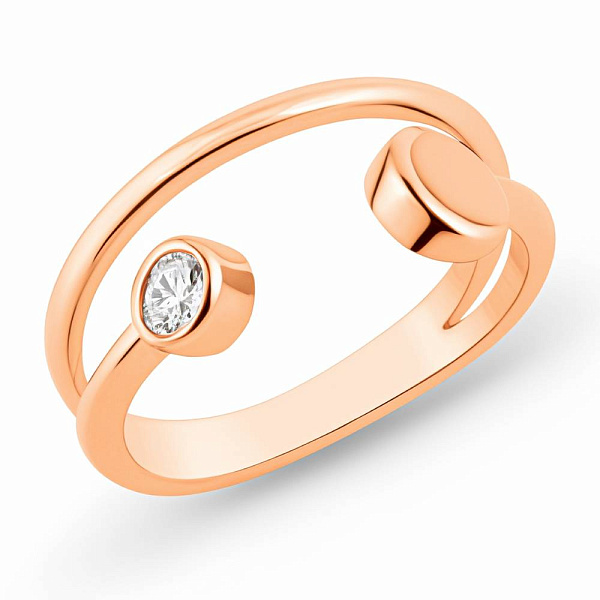 Подвійна золота каблучка з фіанітом (арт. 155929) – зображення 1