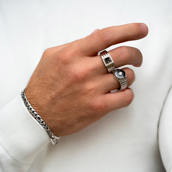 Перстень з білого золота з діамантом та емаллю (арт. К170074010б) – зображення 3