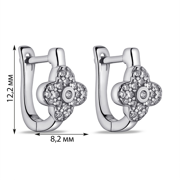 Серебряные серьги Клевер с фианитами (арт. 7502/9808/8) – изображение 2