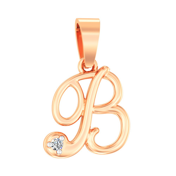 Золотая подвеска Буква В с фианитом (арт. 440623) – изображение 1