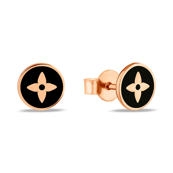 Золотые серьги-пусеты с эмалью (арт. 109948еч) – изображение 1