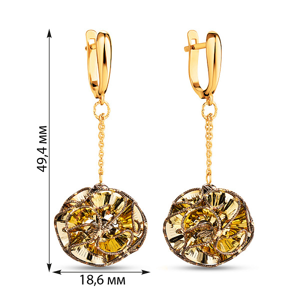 Золотые серьги с подвесками Francelli (арт. 105598ж) – изображение 2
