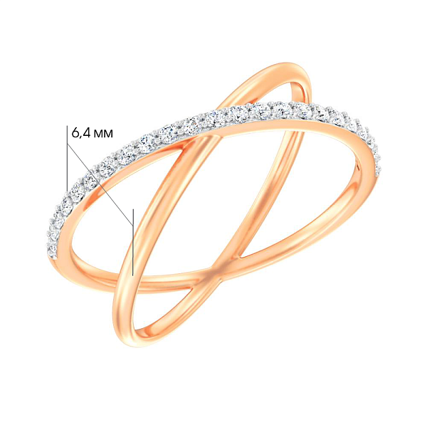 Золота каблучка з доріжкою з фіанітів (арт. 140923) – зображення 4