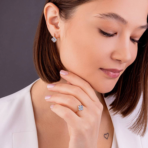 Сережки з червоного золота з топазом (арт. 111246Птг) – зображення 4