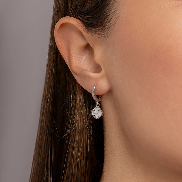 Срібні сережки з перламутром (арт. 7502/10059/8п) – зображення 3