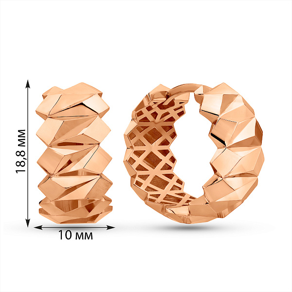 Сережки-кільця з червоного золота (арт. 1092064/20) – зображення 3