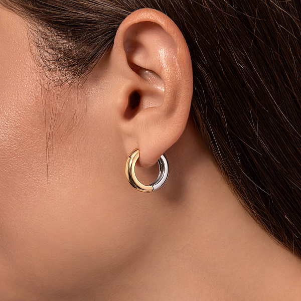 Сережки кільця з жовтого та білого золота (арт. 110462жб) – зображення 2