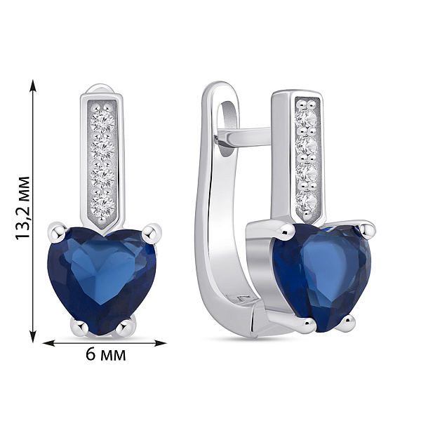 Срібні сережки Серце з альпінітами і фіанітами (арт. 7502/9940ас) – зображення 2