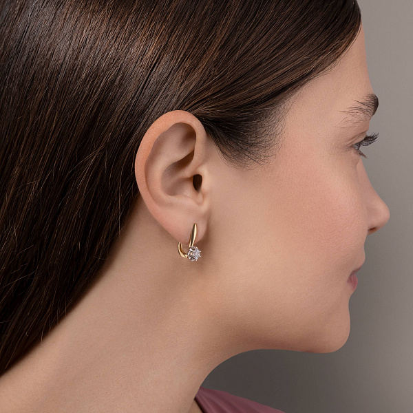 Серьги из желтого золота с фианитами (арт. 115600ж) – изображение 3
