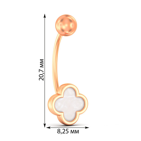 Пирсинг в пупок из красного золота с эмалью (арт. 360250еп) – изображение 4