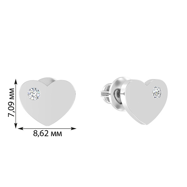 Золоті сережки пусети «Серденька» з фіанітом (арт. 110550б) – зображення 2