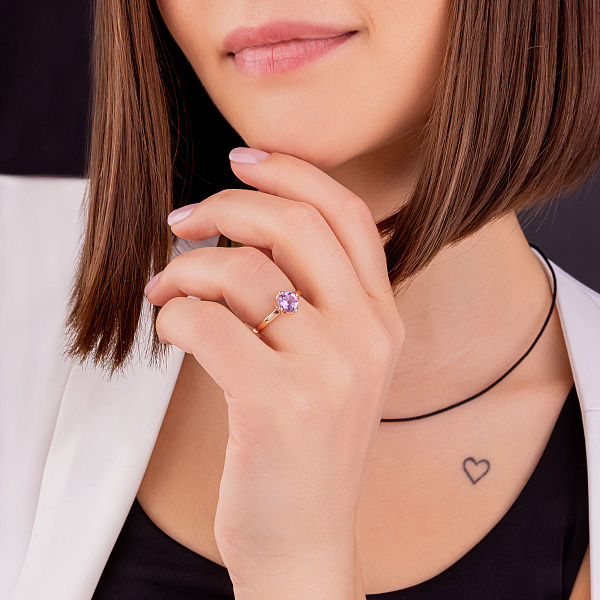 Кольцо золотое с аметистом (арт. 141229Па) – изображение 3