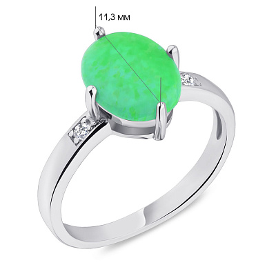 Серебряное кольцо с зеленым опалом и фианитами (арт. 7501/4724Поз)