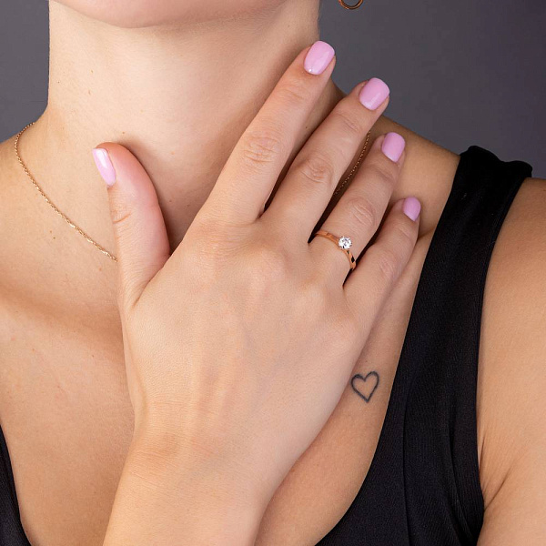 Золота заручальна каблучка з фіанітом (арт. 155953) – зображення 3