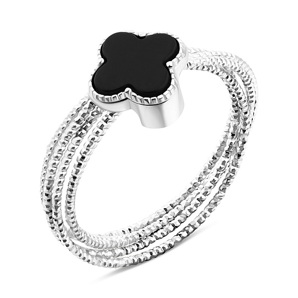 Серебряное многослойное кольцо с ониксом (арт. 7501/6905/8о) – изображение 1