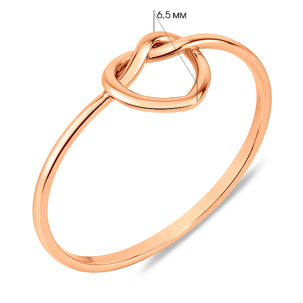 Золотое кольцо "Сердце" (арт. 140844) – изображение 3