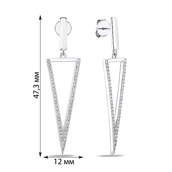 Довгі срібні сережки з фіанітами (арт. 7518/7327) – зображення 2