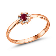 Золота каблучка з діамантами та рубіном (арт. К011087р)