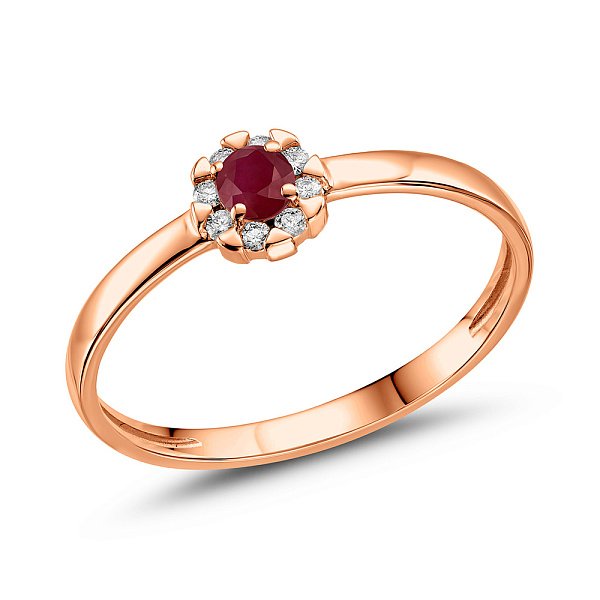 Золота каблучка з діамантами та рубіном (арт. К011087р) – зображення 3