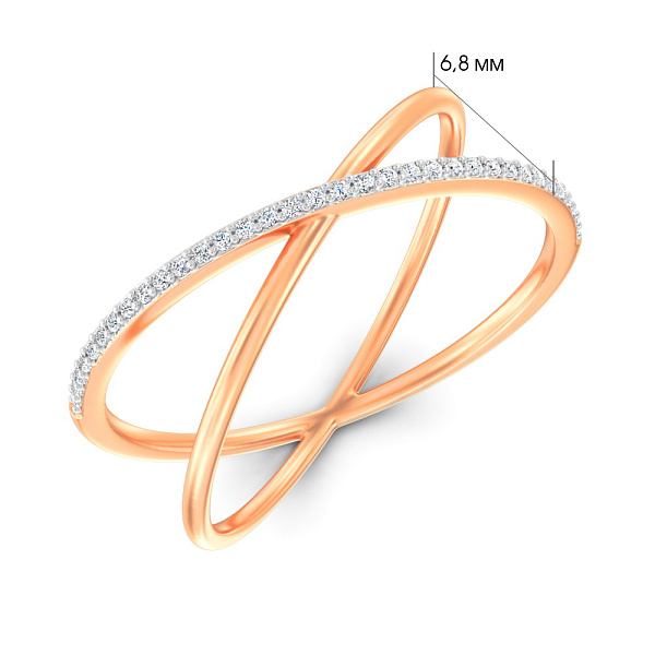 Двойное кольцо из красного золота с бриллиантами (арт. К011260010) – изображение 2