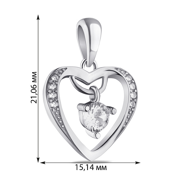 Серебряный подвес "Сердце" с фианитами (арт. 7503/3662) – изображение 2