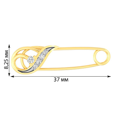 Золотая булавка с фианитами (арт. 360046ж)