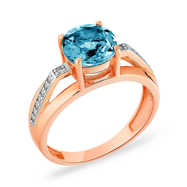 Золотое кольцо с кварцем и фианитами (арт. 140638ПсГ) – изображение 1