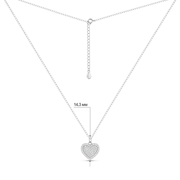 Серебряное колье Сердце с фианитами (арт. 7507/2491) – изображение 3