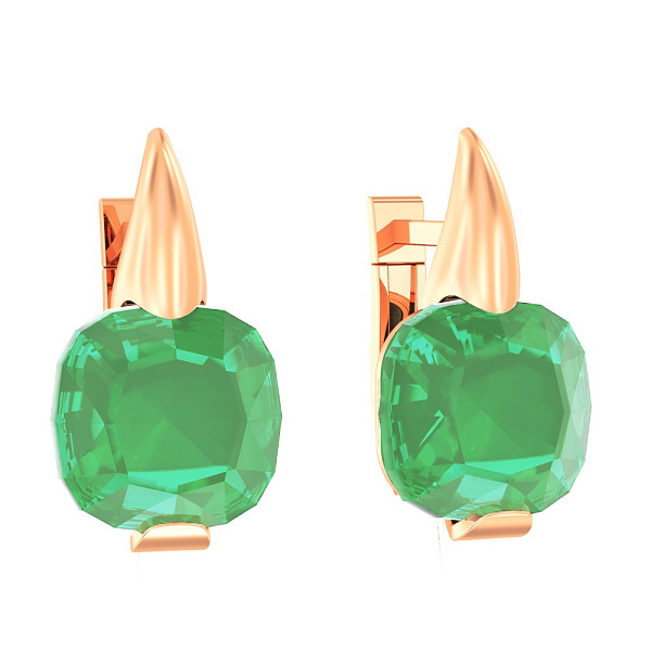 Сережки из красного золота с хризопразом (арт. 110257Пх) – изображение 1