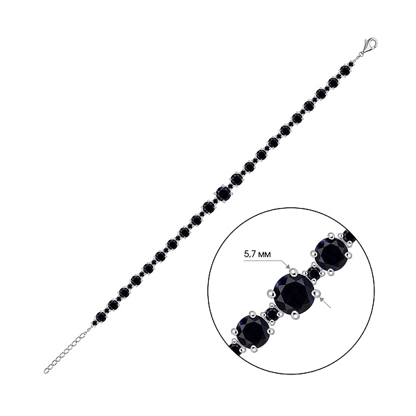 Серебряный браслет с дорожкой сапфиров (арт. 7509/2182092Спс) – изображение 2