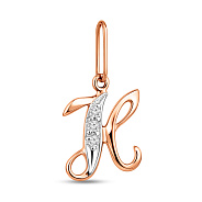 Фото Золотая подвеска Буква Н с фианитами (арт. 440294)