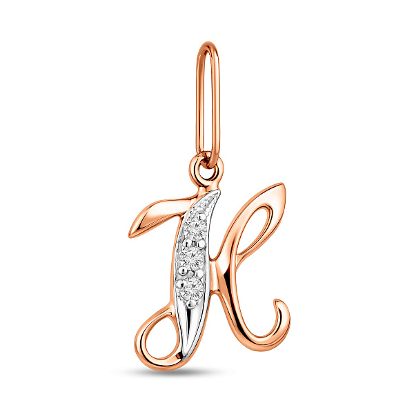 Золотая подвеска Буква Н с фианитами (арт. 440294) – изображение 1