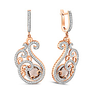 Фото Массивные золотые серьги с кварцем (арт. 103268Пккр)