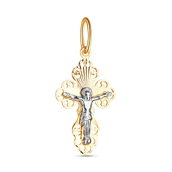 Золотой нательный крестик с распятием (арт. 501504ж)